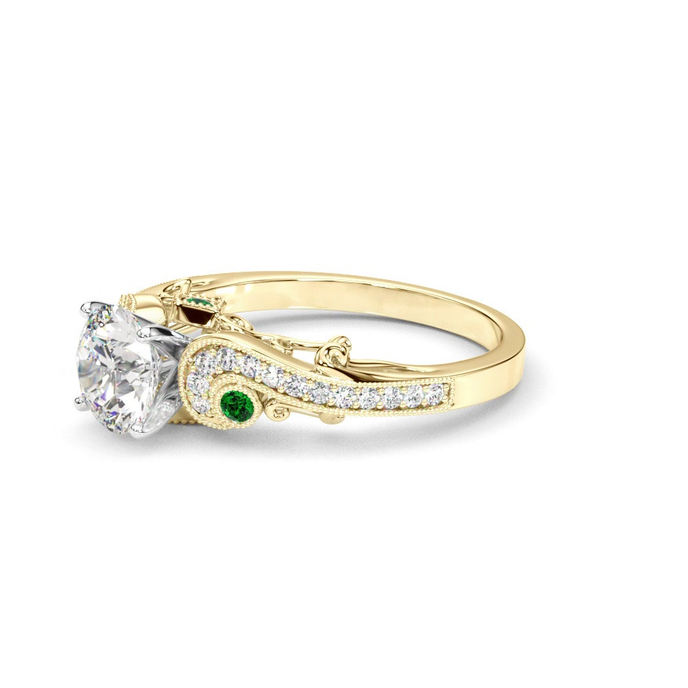 360 degree view of Carmel Vintage Inspired Lab Emerald Engagement Ring