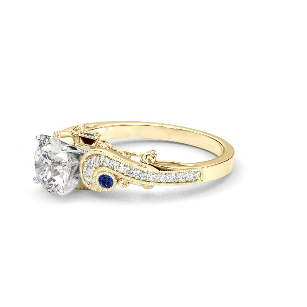 360 degree view of Carmel Vintage Inspired Lab Sapphire Engagement Ring