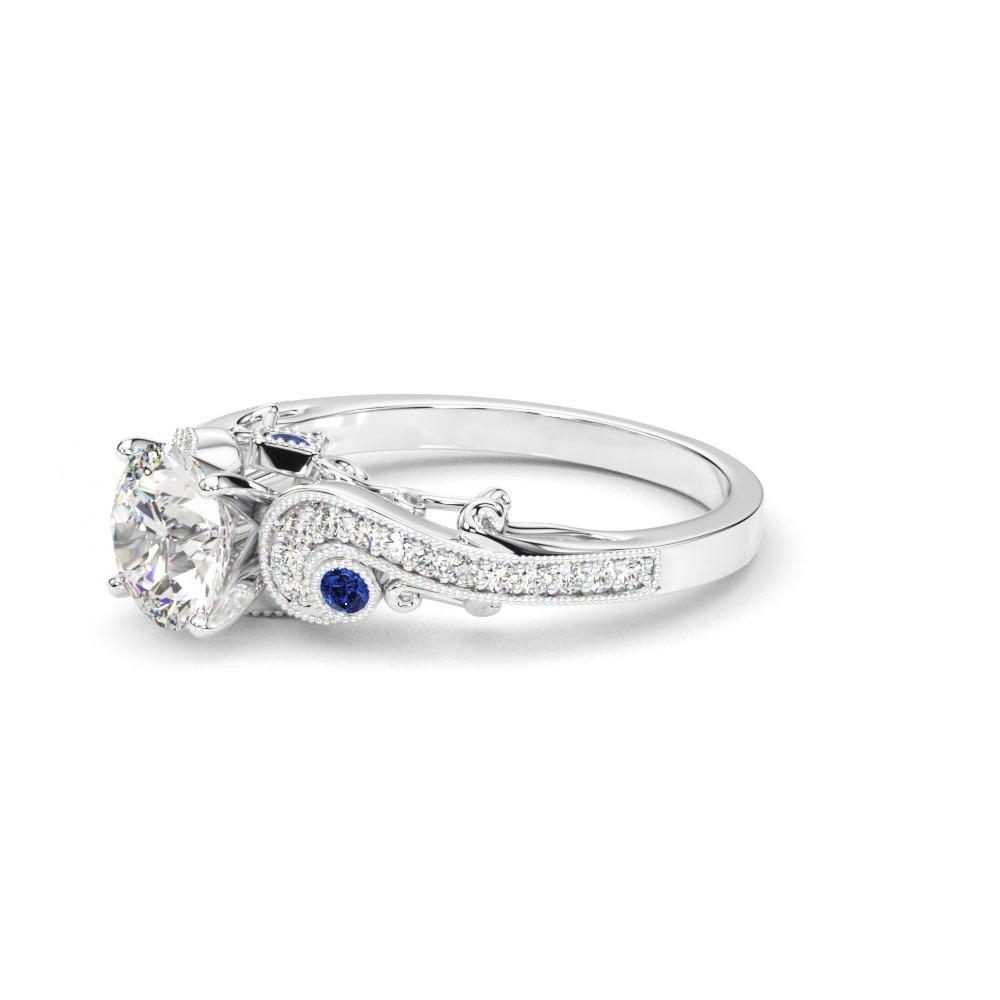 360 degree view of Carmel Vintage Inspired Lab Sapphire Engagement Ring