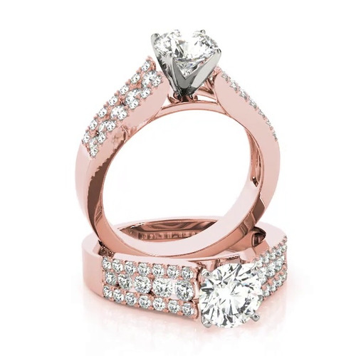 360 degree view of Eveline 3 Row Diamond Engagement Ring
