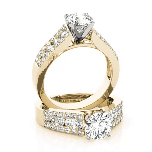 360 degree view of Eveline 3 Row Diamond Engagement Ring