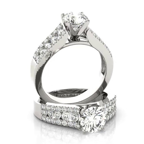 360 degree view of Eveline 3 Row Diamond Engagement Ring
