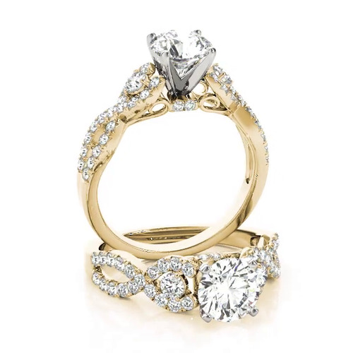 360 degree view of Leta 2 Row Diamond Twist Engagement Ring