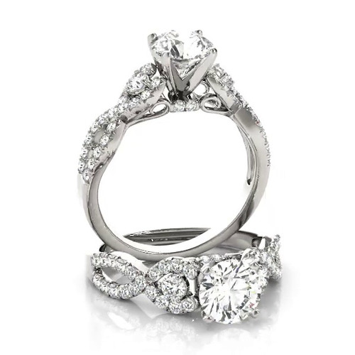 360 degree view of Leta 2 Row Diamond Twist Engagement Ring