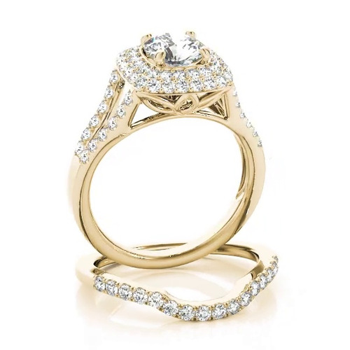 360 degree view of Ellia Double Halo Engagement Ring