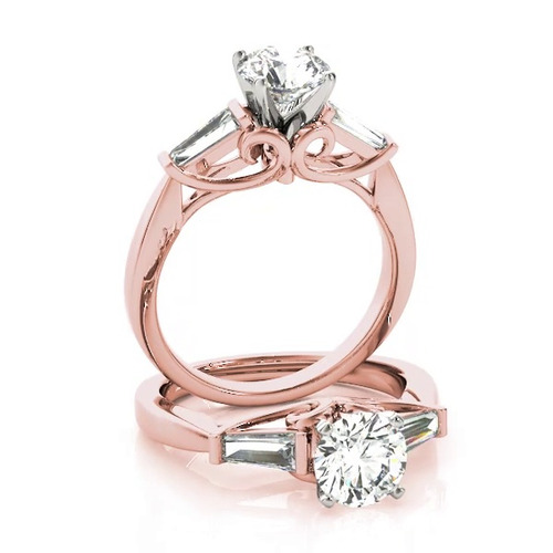 360 degree view of Delilah Three Stone Baguette Diamond Engagement Ring