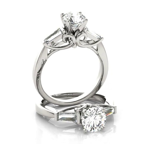 360 degree view of Delilah Three Stone Baguette Diamond Engagement Ring