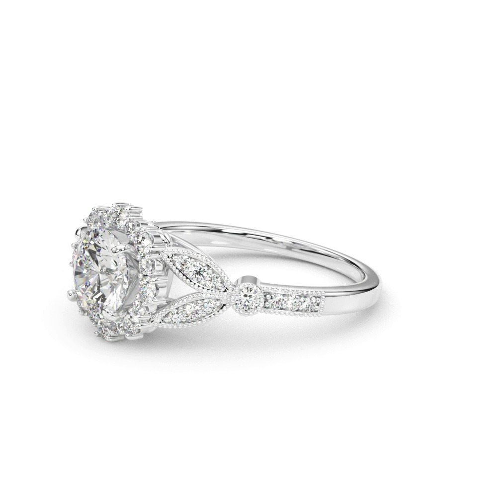 360 degree view of Mairi Vintage Inspired Halo Engagement Ring