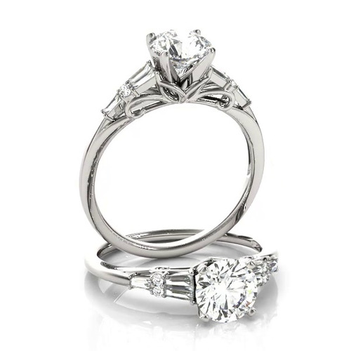 360 degree view of Maddie Baguette And Round Diamond Engagement Ring