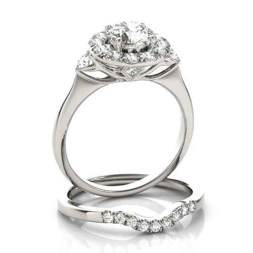 360 degree view of Esme Halo Engagement Ring