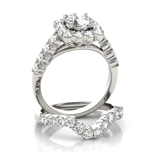 360 degree view of Alena Halo Engagement Ring