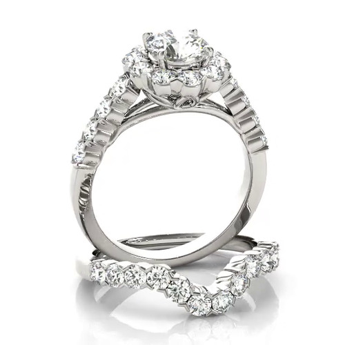 360 degree view of Fleur Halo Engagement Ring
