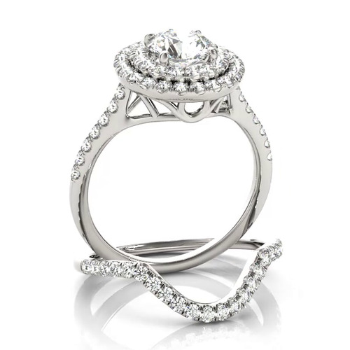 360 degree view of Daisy Double Halo Engagement Ring