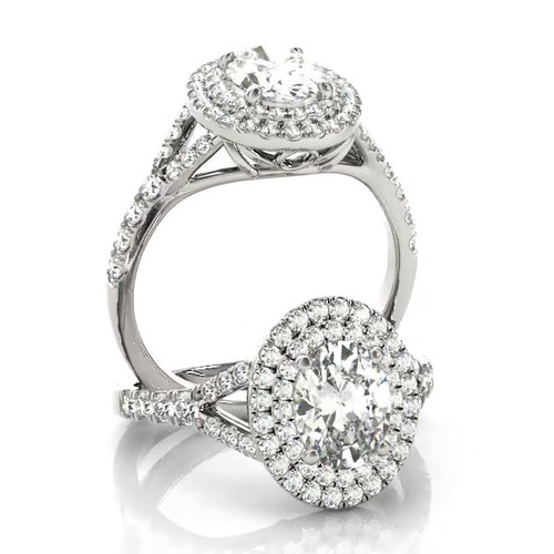 360 degree view of Adele Double Halo Engagement Ring