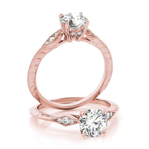 360 degree view of Isla 4 Prong Vintage Style Engagement Ring