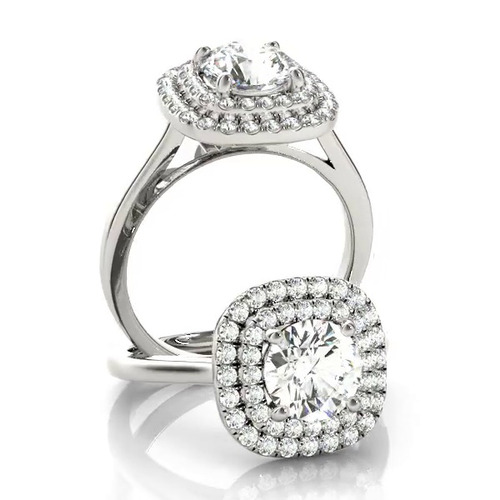 360 degree view of Devon Double Halo Engagement Ring