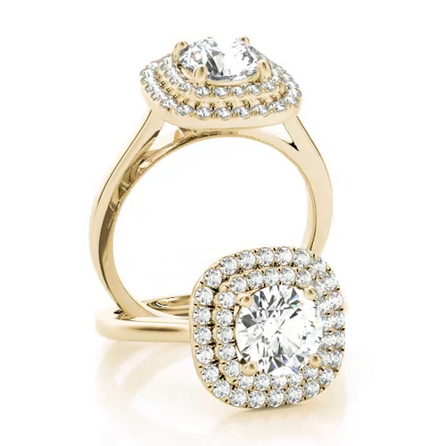 360 degree view of Devon Double Halo Engagement Ring
