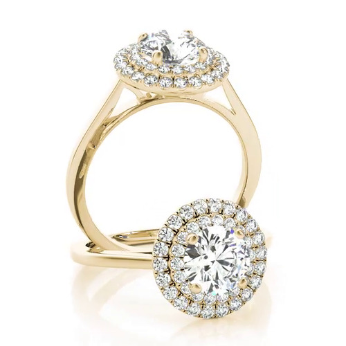 360 degree view of Cairo Double Halo Engagement Ring
