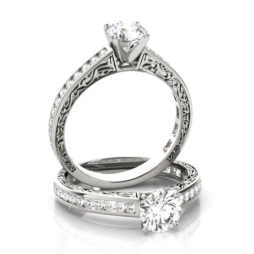 360 degree view of Rainey Vintage Inspired Channel Diamond Engagement Ring