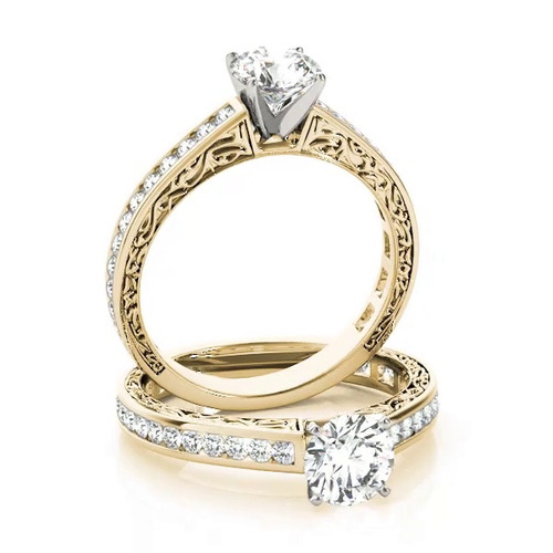 360 degree view of Rainey Vintage Inspired Channel Diamond Engagement Ring