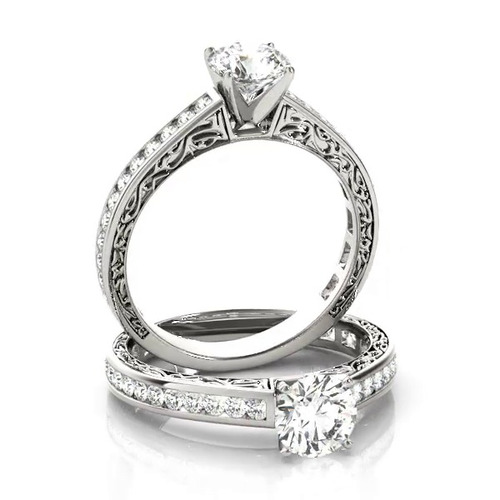 360 degree view of Rainey Vintage Inspired Channel Diamond Engagement Ring