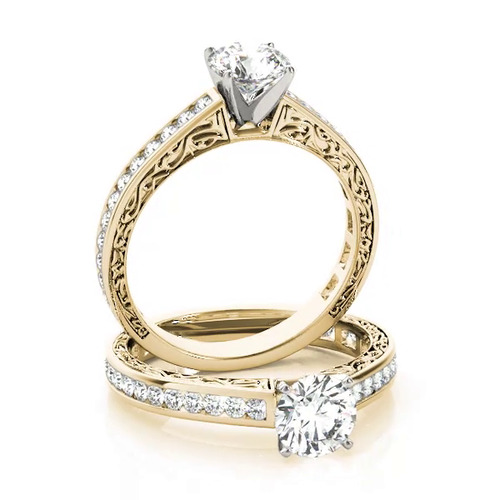 360 degree view of Rainey Vintage Inspired Channel Diamond Engagement Ring