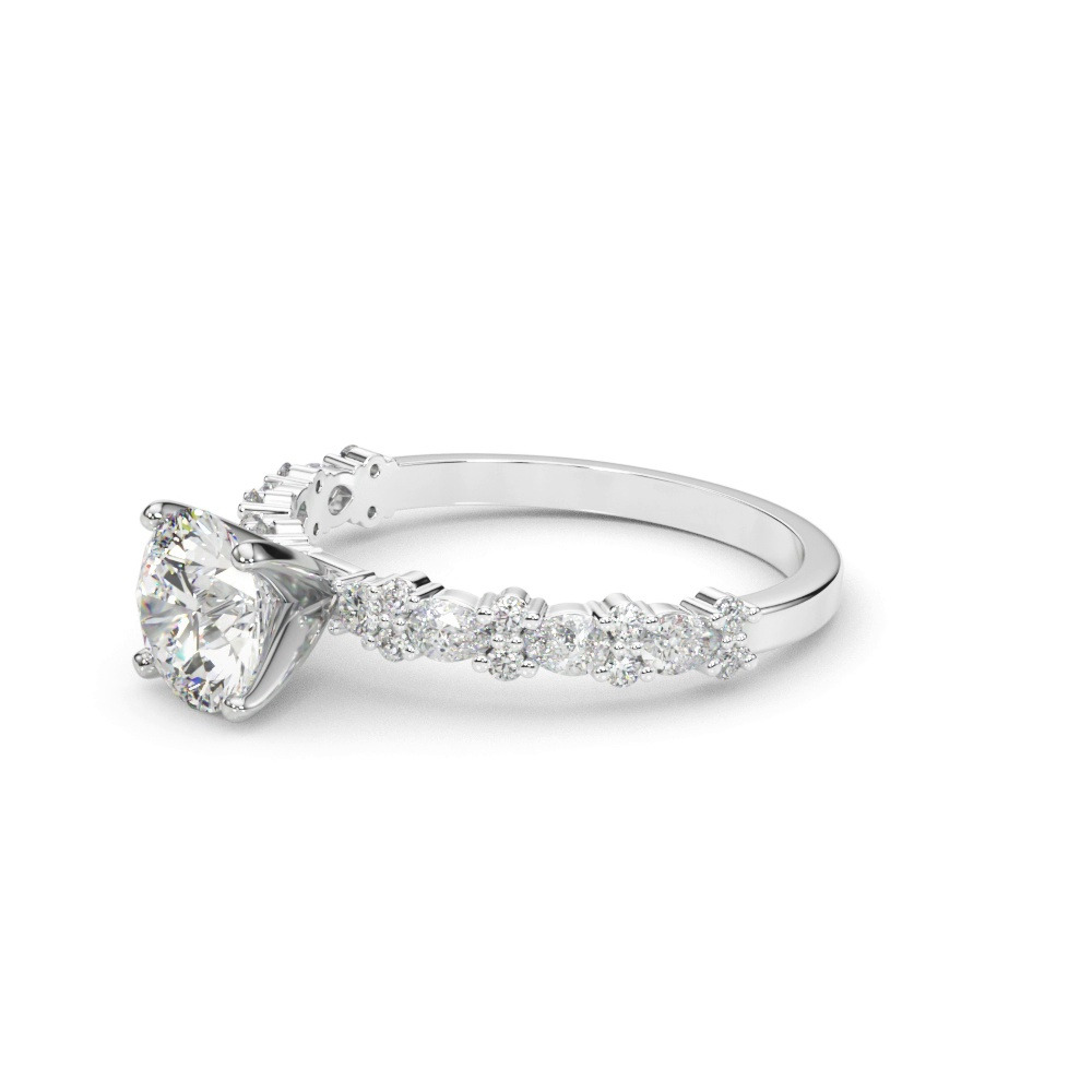 360 degree view of Dana Round And Pear Shape Diamond Engagement Ring