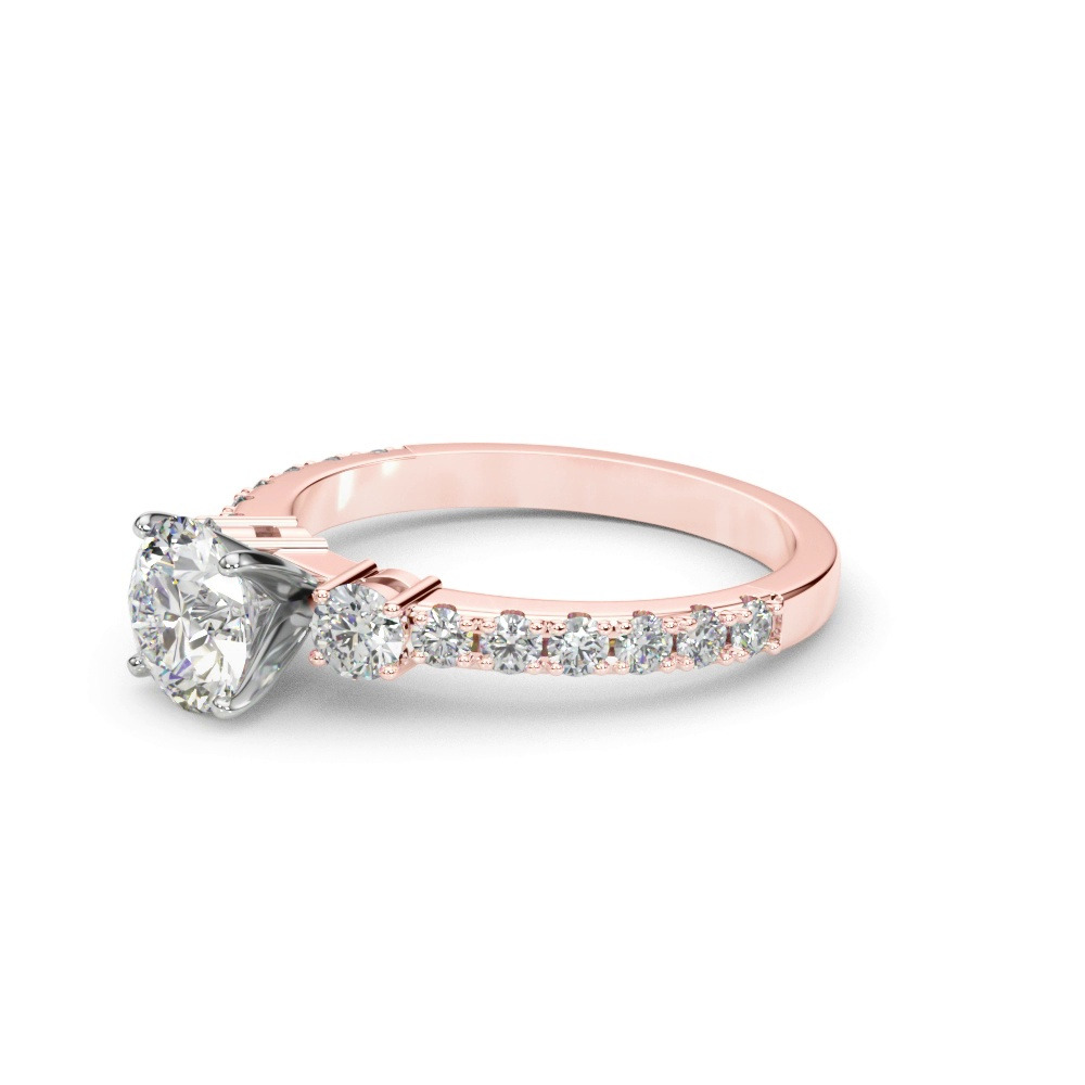 360 degree view of Christina 3 Stone Pave Diamond Engagement Ring