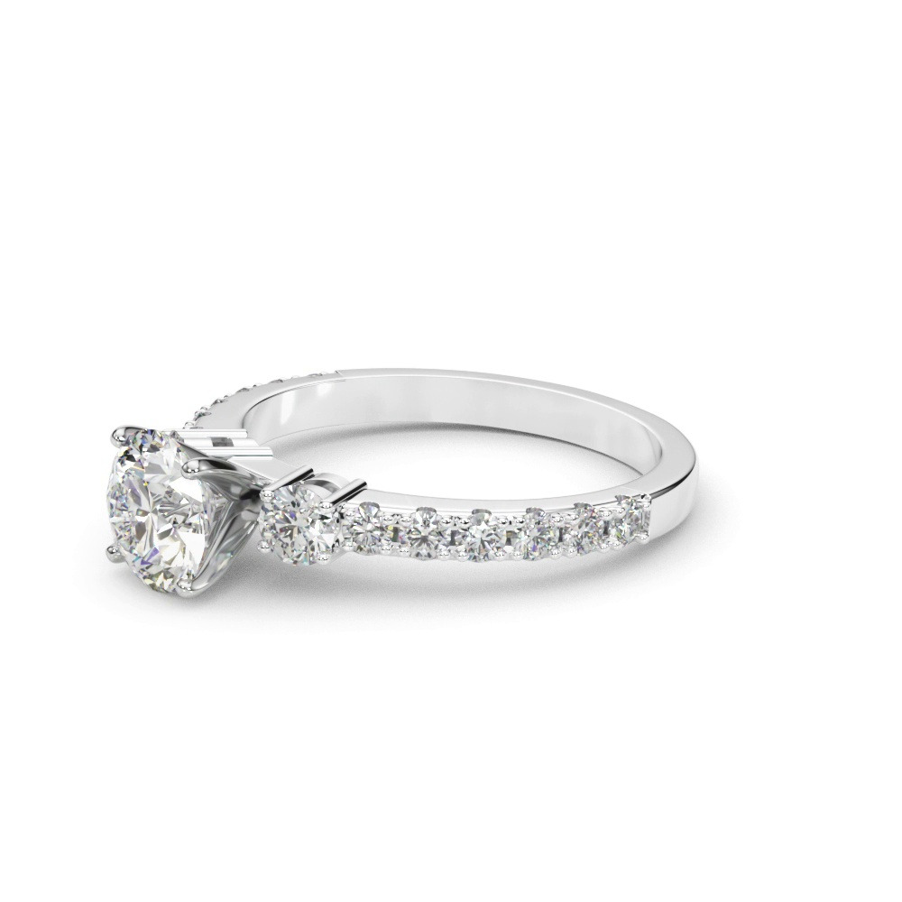 360 degree view of Christina 3 Stone Pave Diamond Engagement Ring
