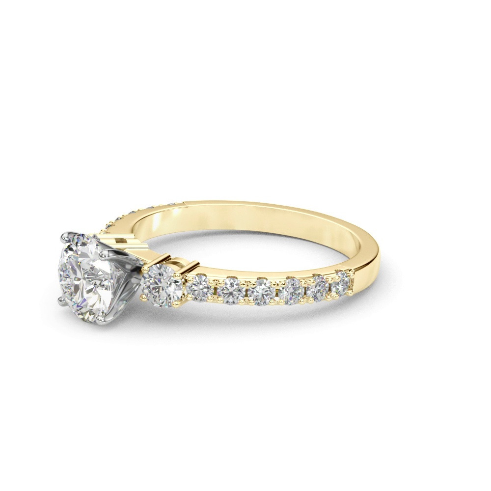360 degree view of Christina 3 Stone Pave Diamond Engagement Ring