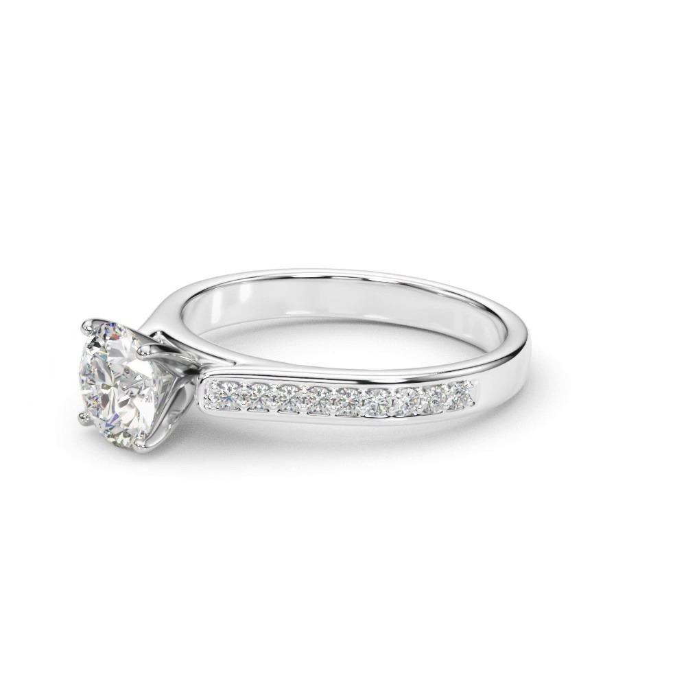 360 degree view of Caldera Shared Prong Diamond Engagement Ring