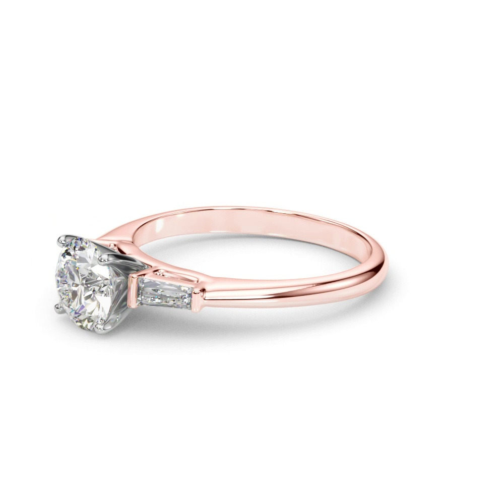 360 degree view of Galla Three Stone Tapered Baguette Engagement Ring