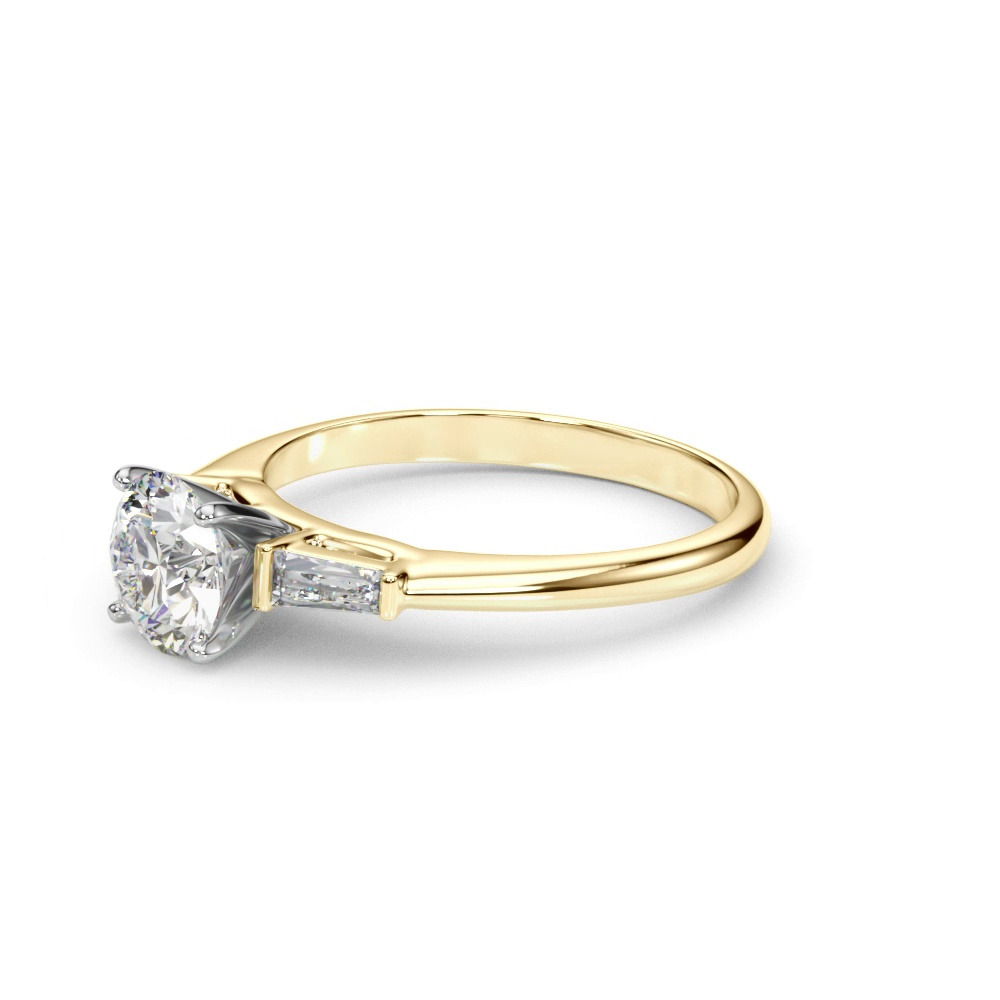 360 degree view of Galla Three Stone Tapered Baguette Engagement Ring