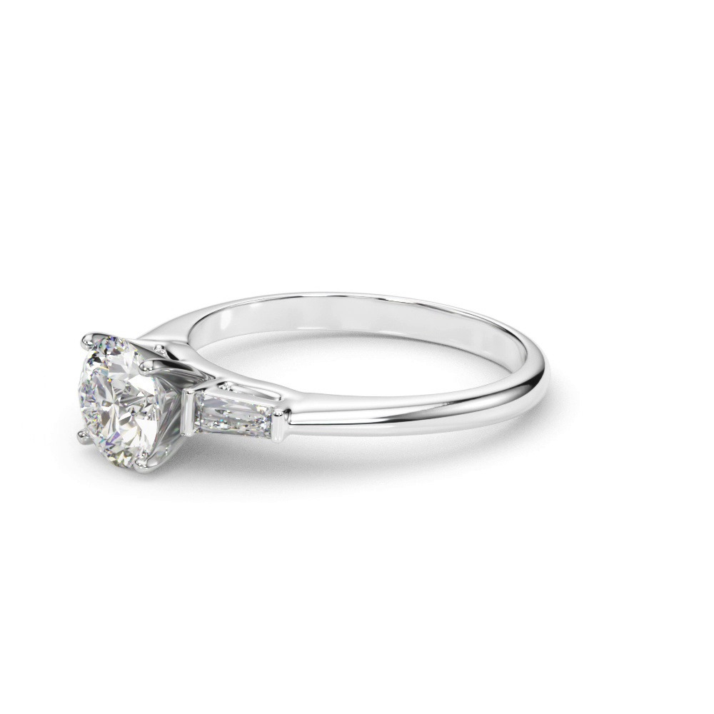 360 degree view of Galla Three Stone Tapered Baguette Engagement Ring