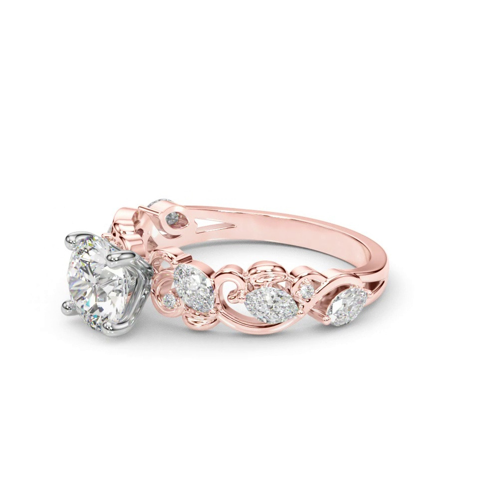 360 degree view of Seraphina Marquise And Round Diamond Nature Inspired Engagement Ring