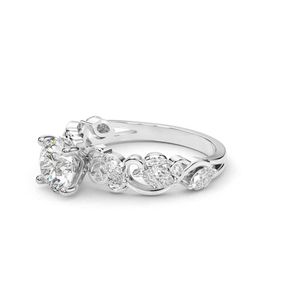 360 degree view of Seraphina Marquise And Round Diamond Nature Inspired Engagement Ring