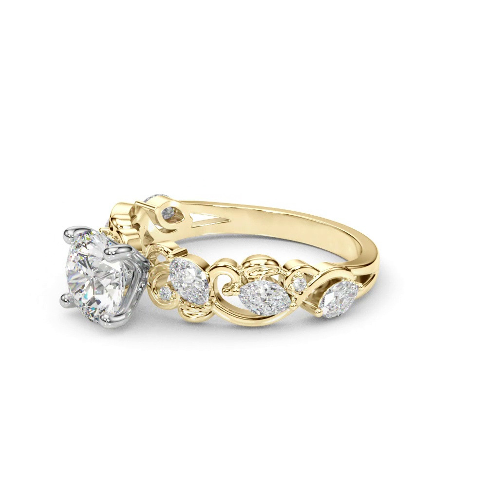 360 degree view of Seraphina Marquise And Round Diamond Nature Inspired Engagement Ring