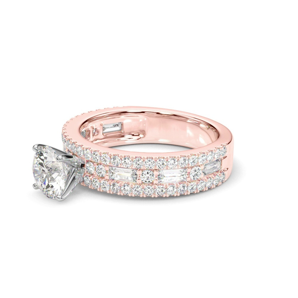 360 degree view of Opulencia Round And Baguette Diamond Engagement Ring