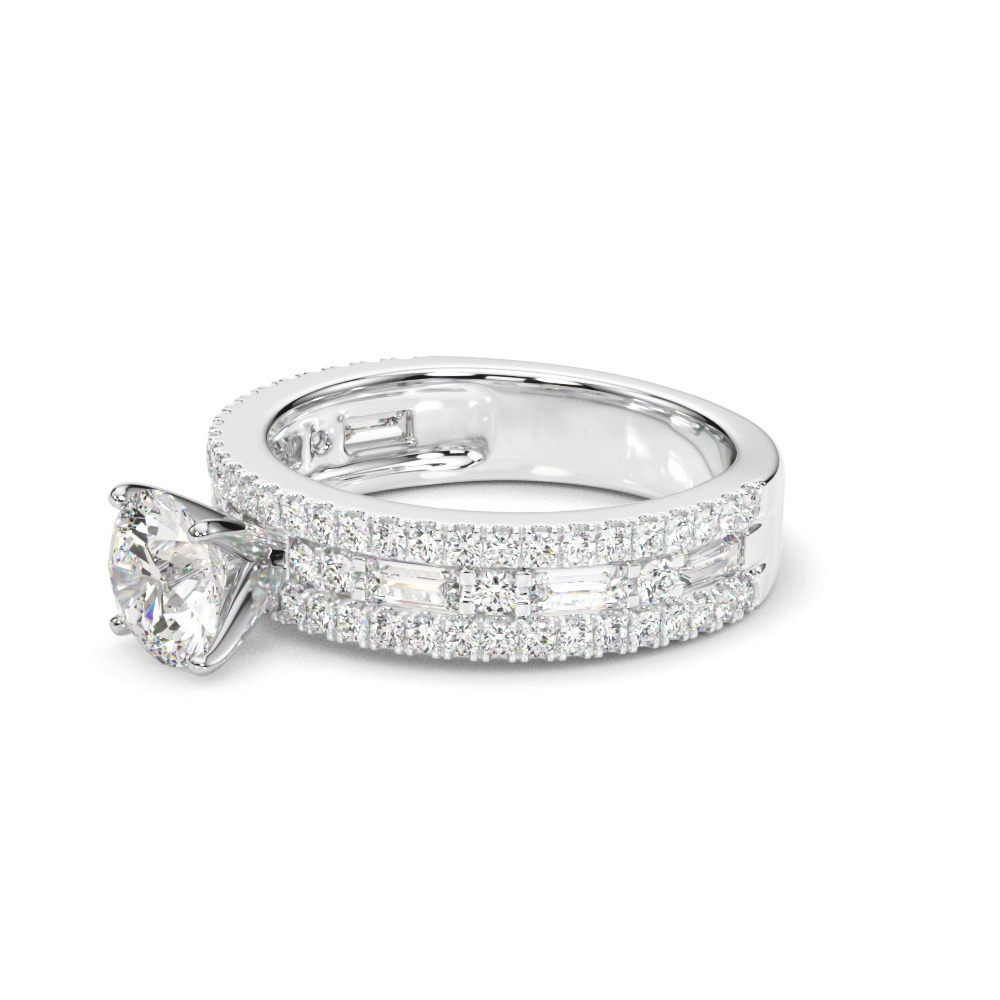360 degree view of Opulencia Round And Baguette Diamond Engagement Ring