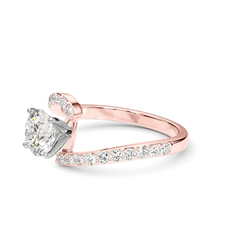 360 degree view of Moonstara Chevron Style Pave Diamond Engagement Ring