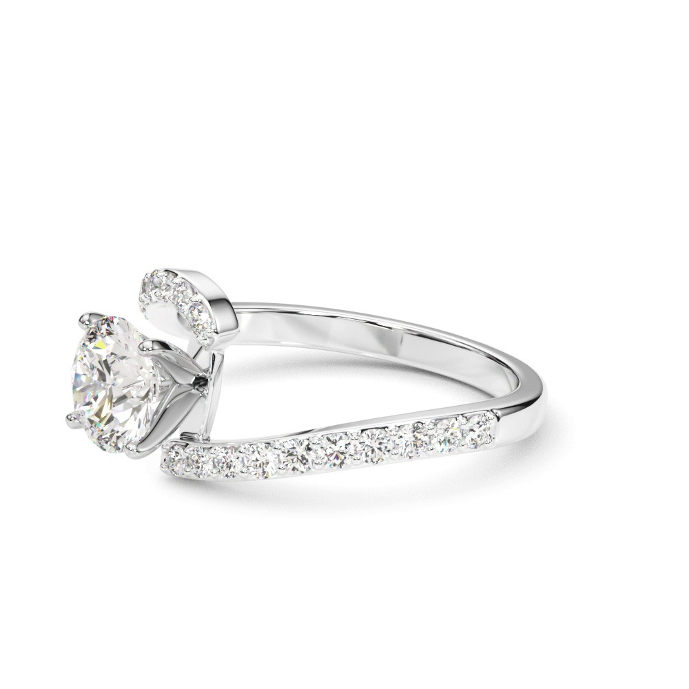 360 degree view of Moonstara Chevron Style Pave Diamond Engagement Ring