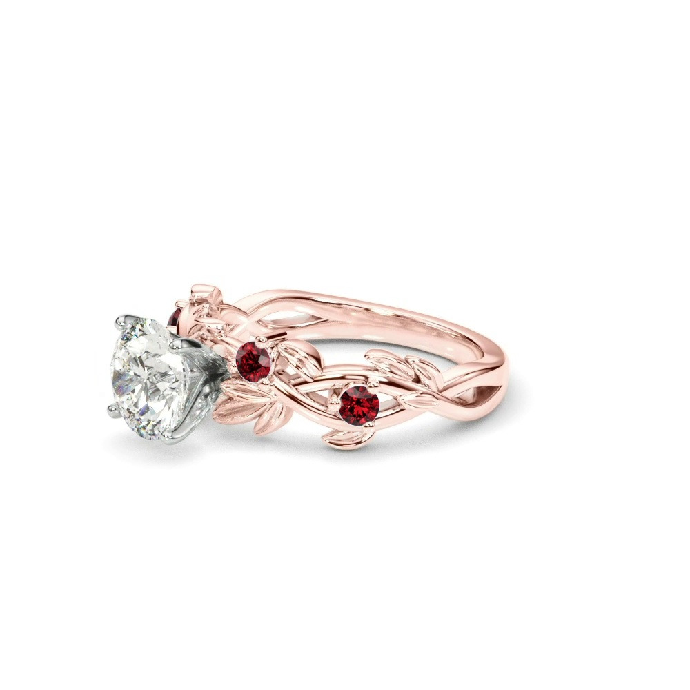 360 degree view of Flamenco Ruby Twisted Vine & Leaf Engagement Ring