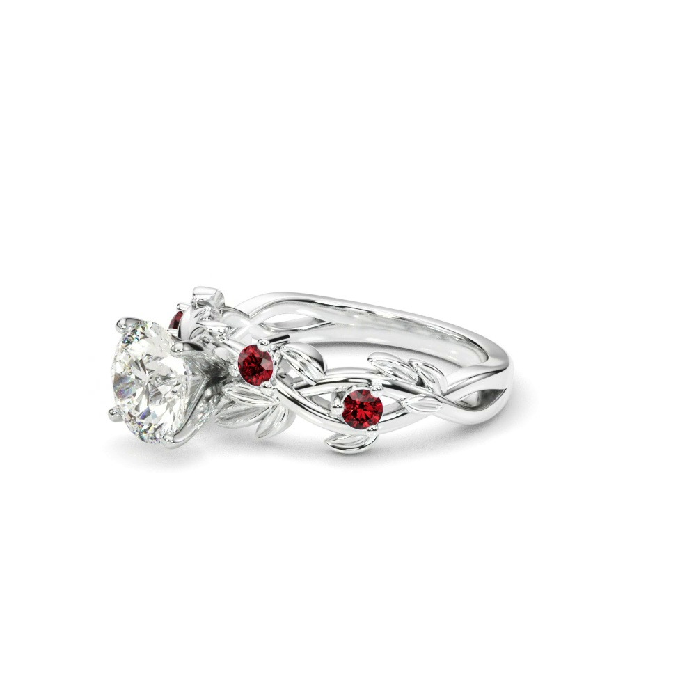 360 degree view of Flamenco Ruby Twisted Vine & Leaf Engagement Ring