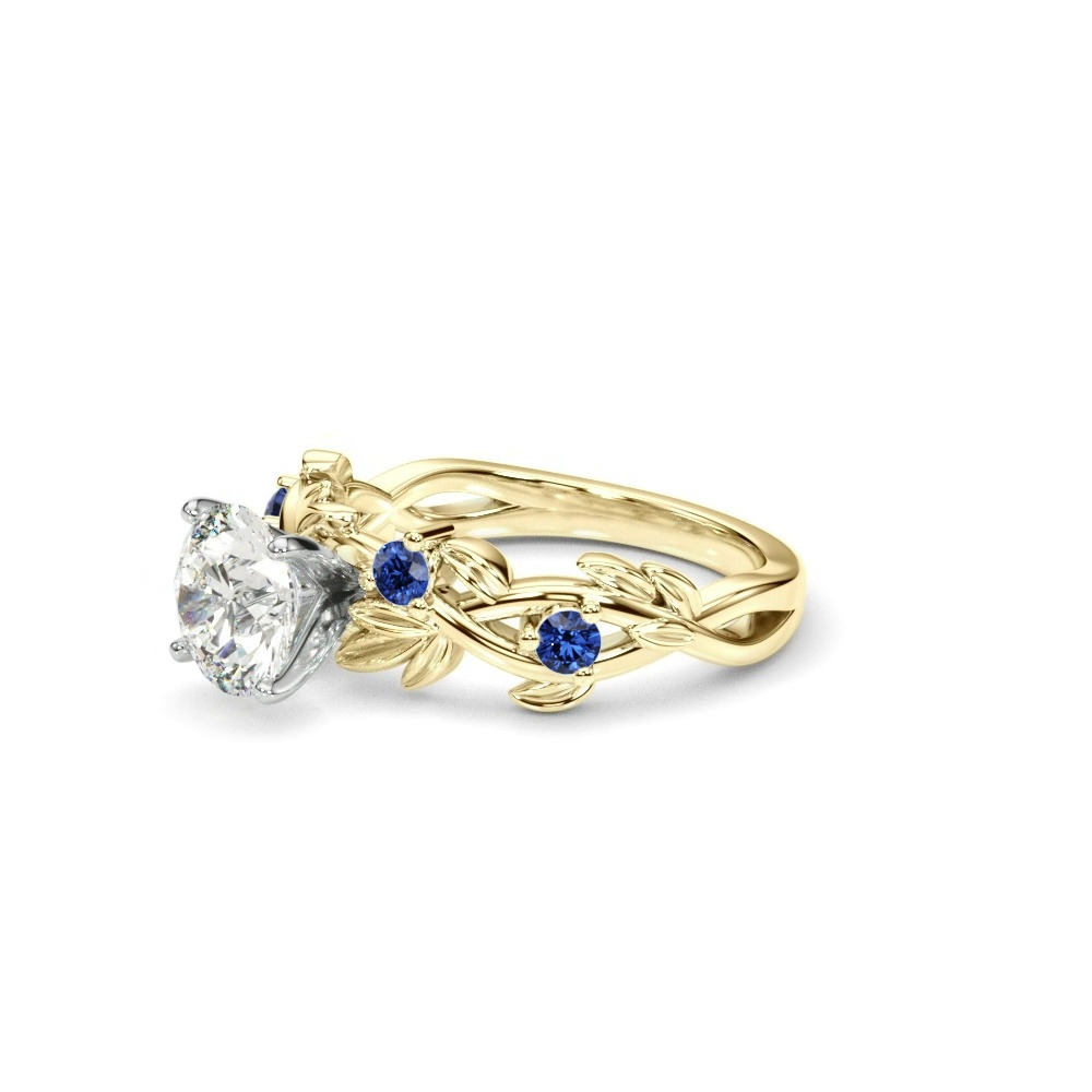 360 degree view of Flamenco Sapphire Twisted Vine & Leaf Engagement Ring