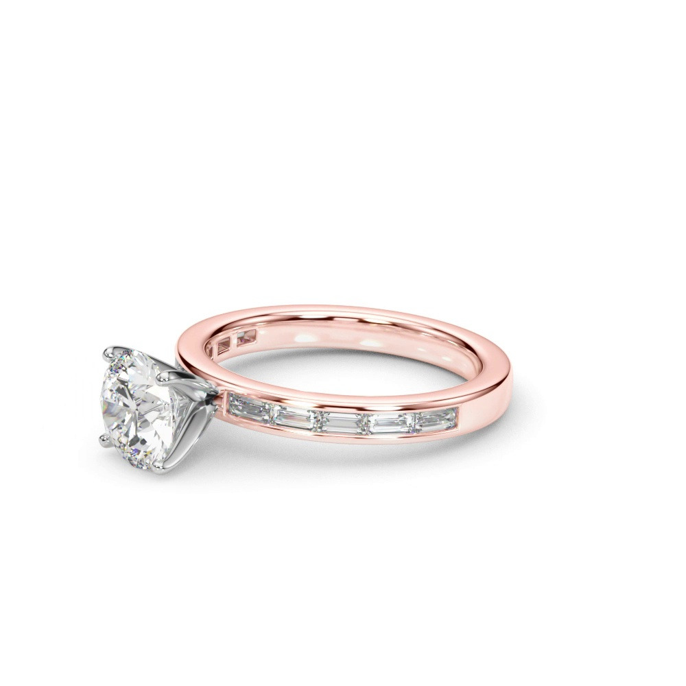 360 degree view of Fleurie Channel Set Baguette Engagement Ring