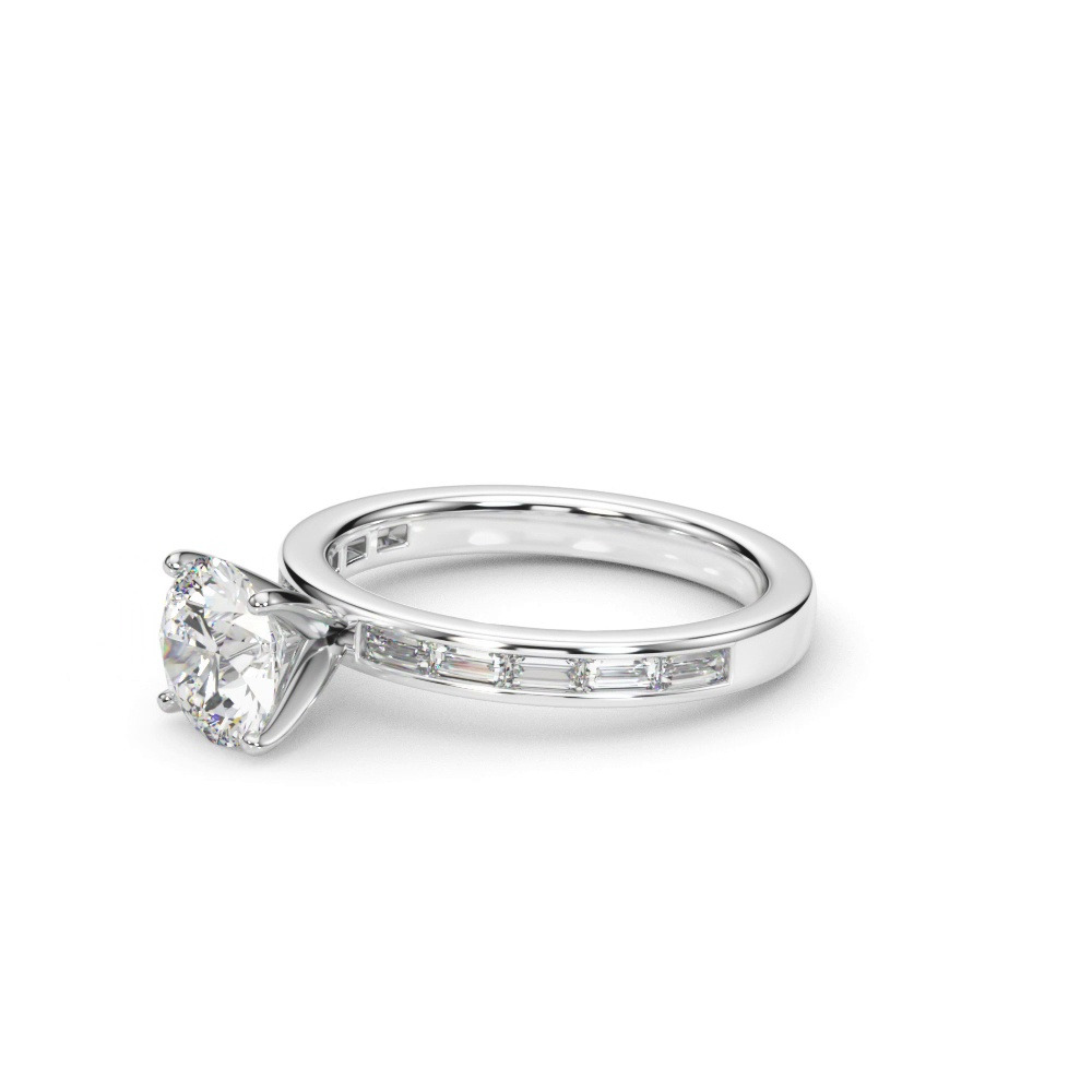 360 degree view of Fleurie Channel Set Baguette Engagement Ring