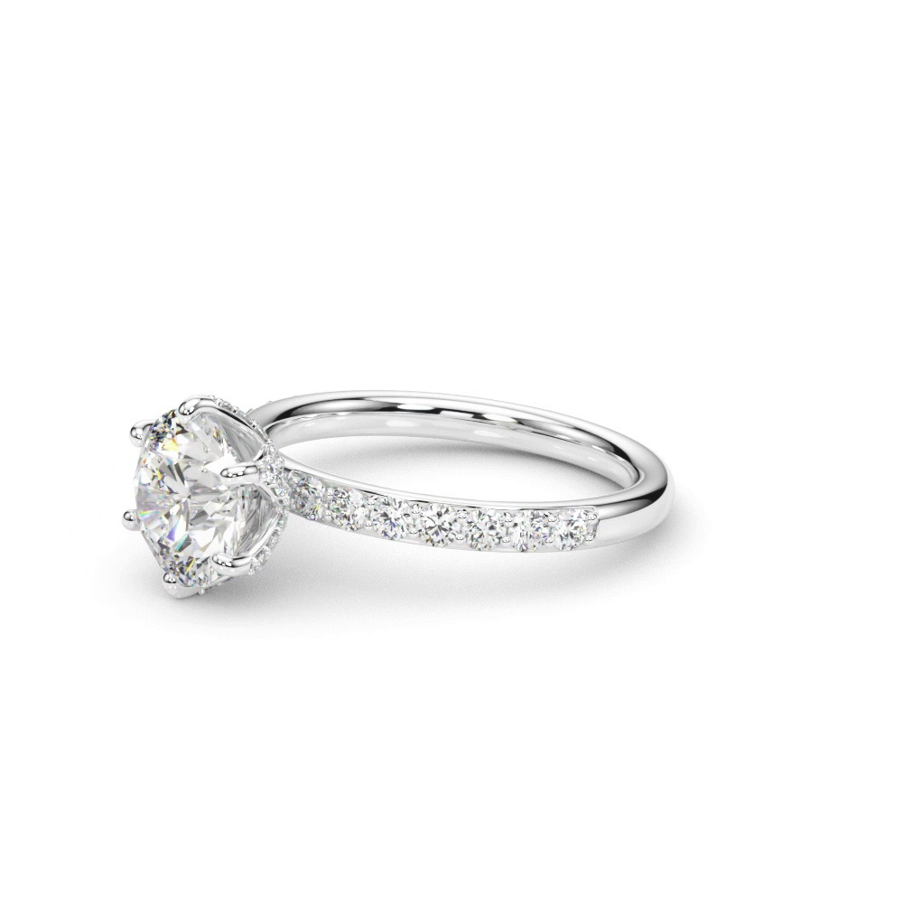360 degree view of Celestara Sculpted Pavé Prong Lab Engagement Ring