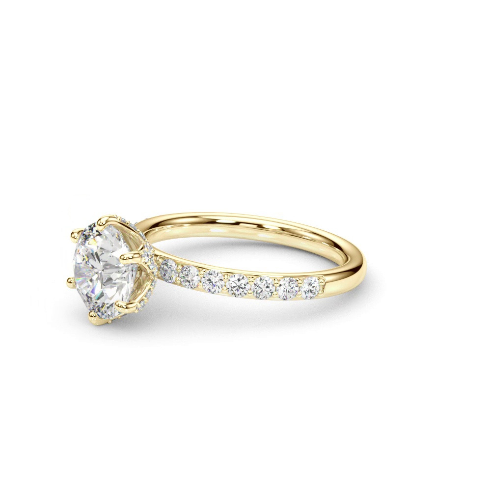 360 degree view of Celestara Sculpted Pavé Prong Lab Engagement Ring