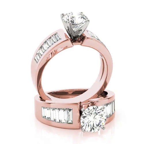 360 degree view of Gina Channel Set Baguette Diamond Engagement Ring