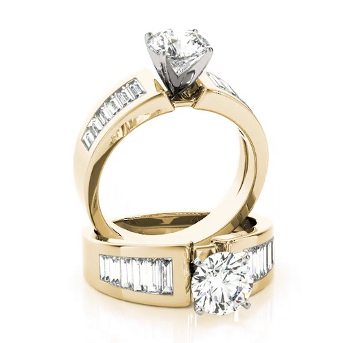 360 degree view of Gina Channel Set Baguette Diamond Engagement Ring